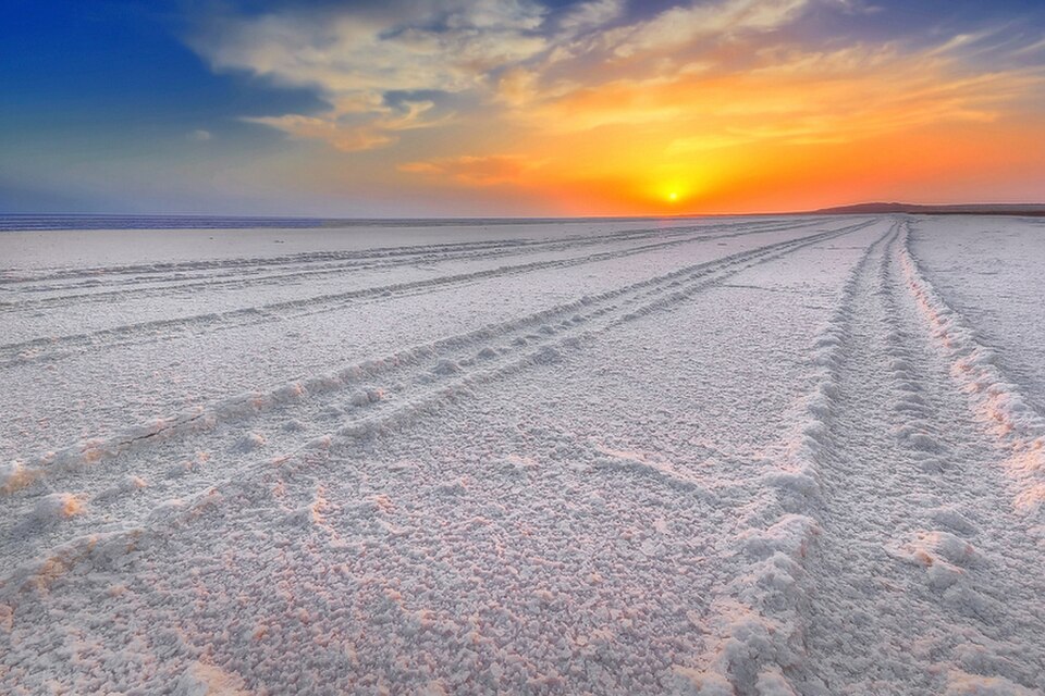 Rann of Kutch, Gujarat — the vast white salt marsh at sunset